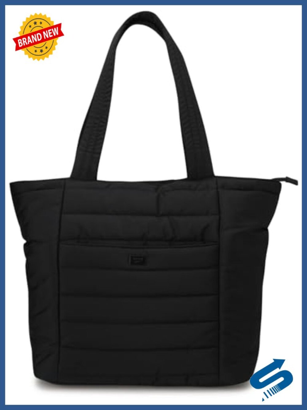 Reebok Womens Puffer Tote Bag Quilted Nylon Zipper Lightweight Travel